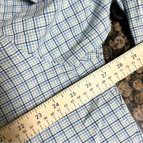 Peter Millar Long Sleeve Button Down Blue Plaid Men’s Size XL Cotton Spandex - Picture 5 of 6